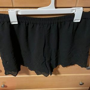 Black Frenchi Shorts with Floral Design